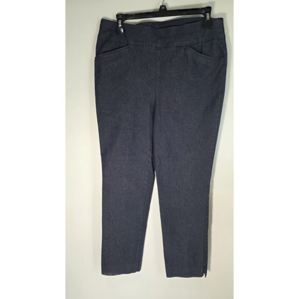 Chico's Perfect‎ Stretch Womens Pull on Pants Sz 0.5 Ankle Dark Denim Mid Rise